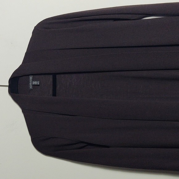 EILEEN FISHER Women's Open Front Long 100% Wool Dark Brown Cardigan Size XSmall - Picture 4 of 16